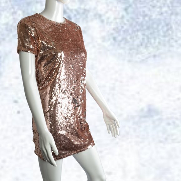 Forever 21 Copper Rose Sequin Mini Dress Size L - Picture 14 of 16